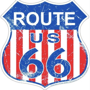 plaque déco américaine murale tole panneau de highway route 66 usa flag